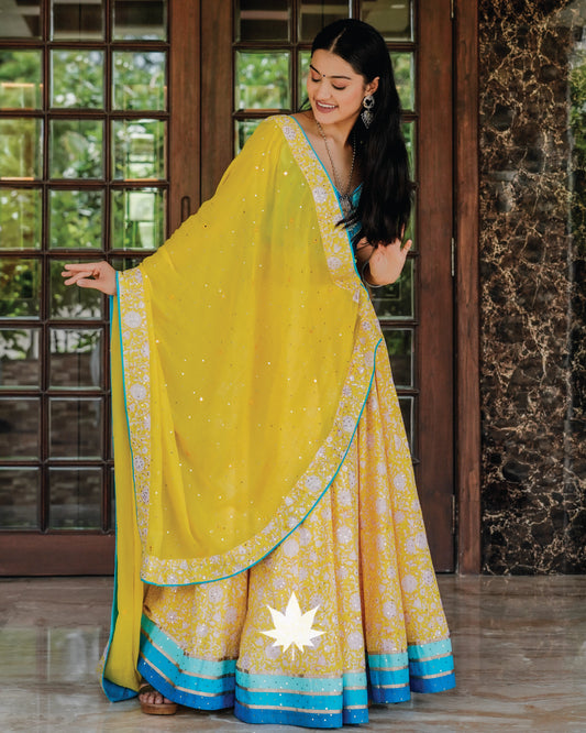 Light Yellow Floral Chaniya Choli Set