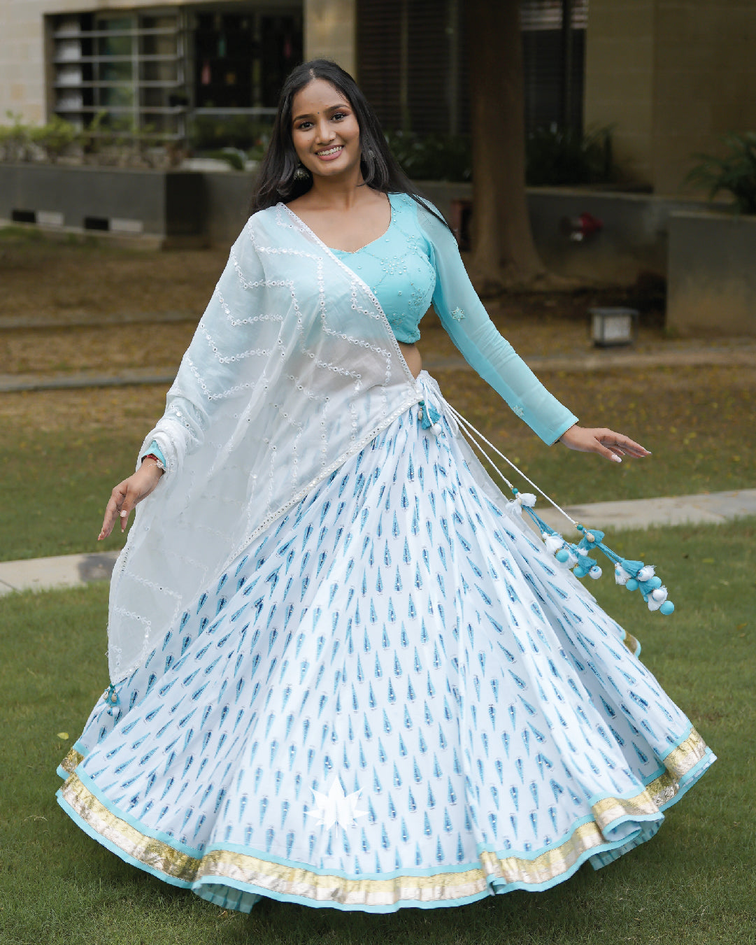 Baby blue chaniya choli set