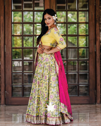 Floral Yellow Chaniya Choli Set