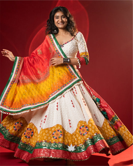 Vibrant Navrang White Chaniya Choli