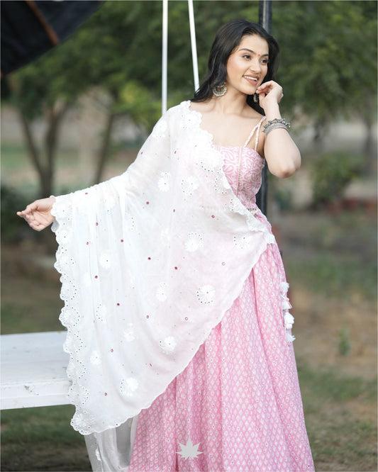 Pink And White Chaniya Choli Set
