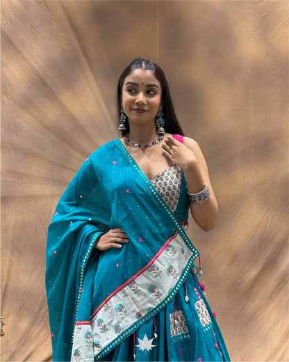 Blue Blossom Cotton Chaniya Choli