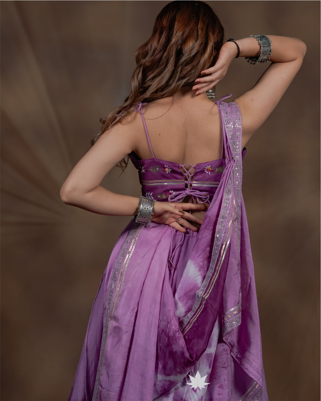 Iraah Purple Hand-Painted Floral Chaniya Choli