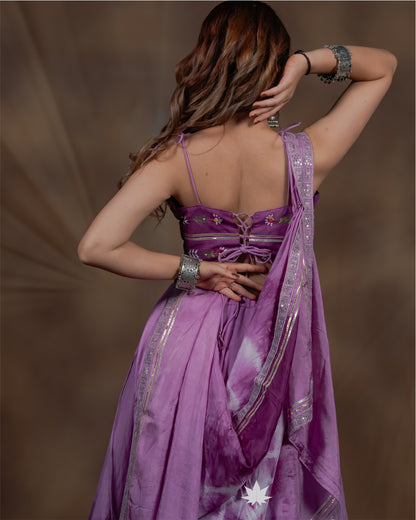 Iraah Purple Hand-Painted Floral Chaniya Choli