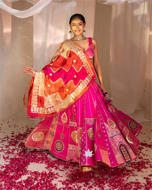 Rangreza Pink Banarasi Chaniya Choli