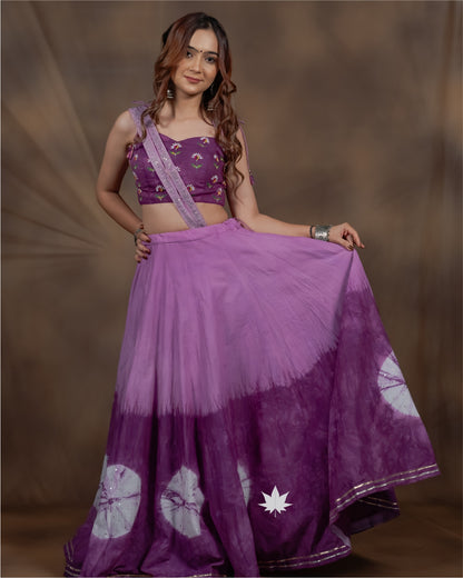 Iraah Purple Hand-Painted Floral Chaniya Choli