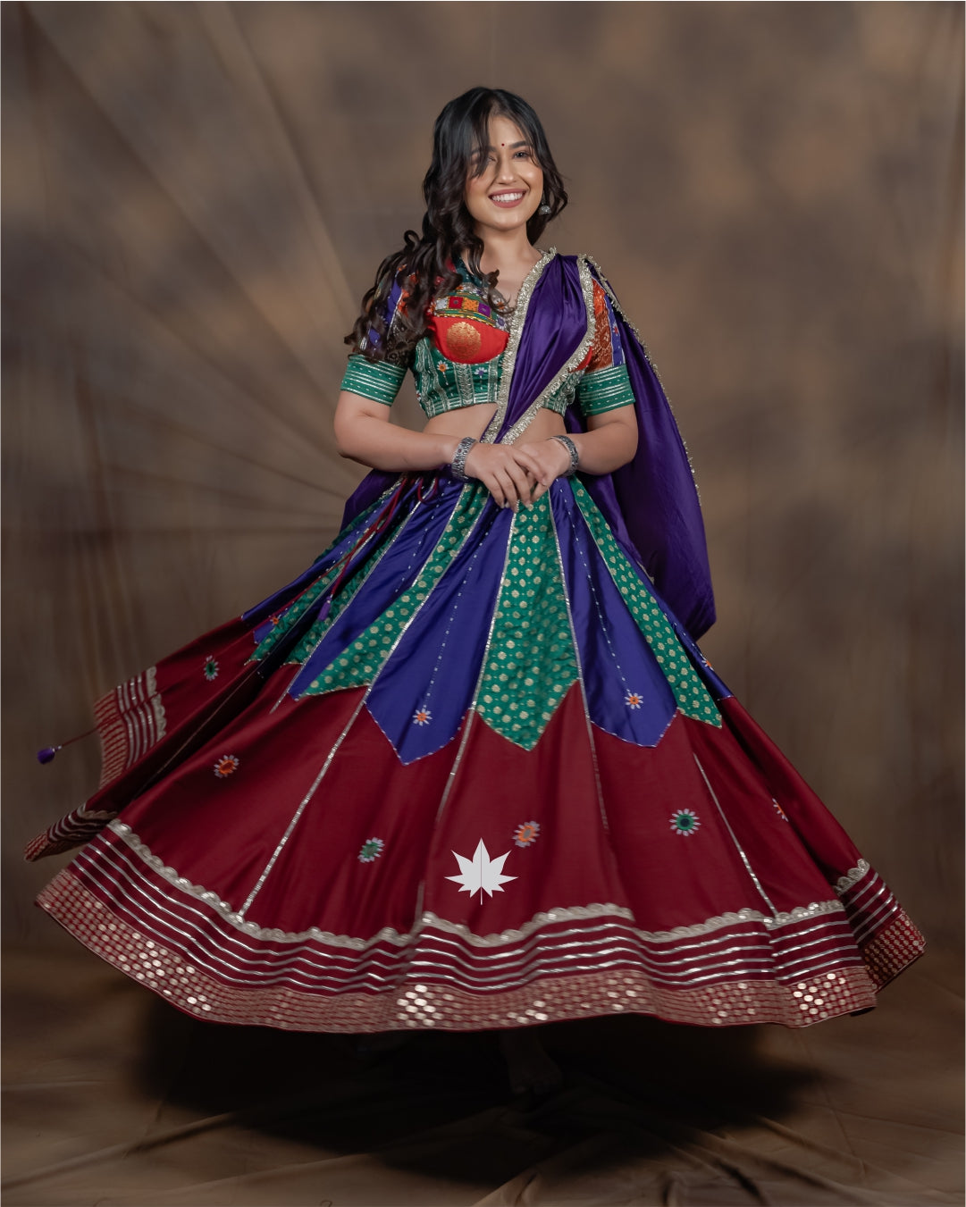 Vamika Green & Purple Patchwork Chaniya Choli