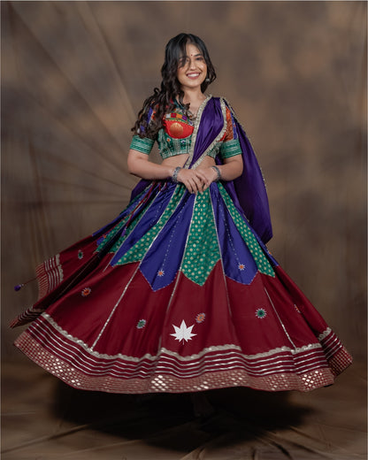 Vamika Green & Purple Patchwork Chaniya Choli