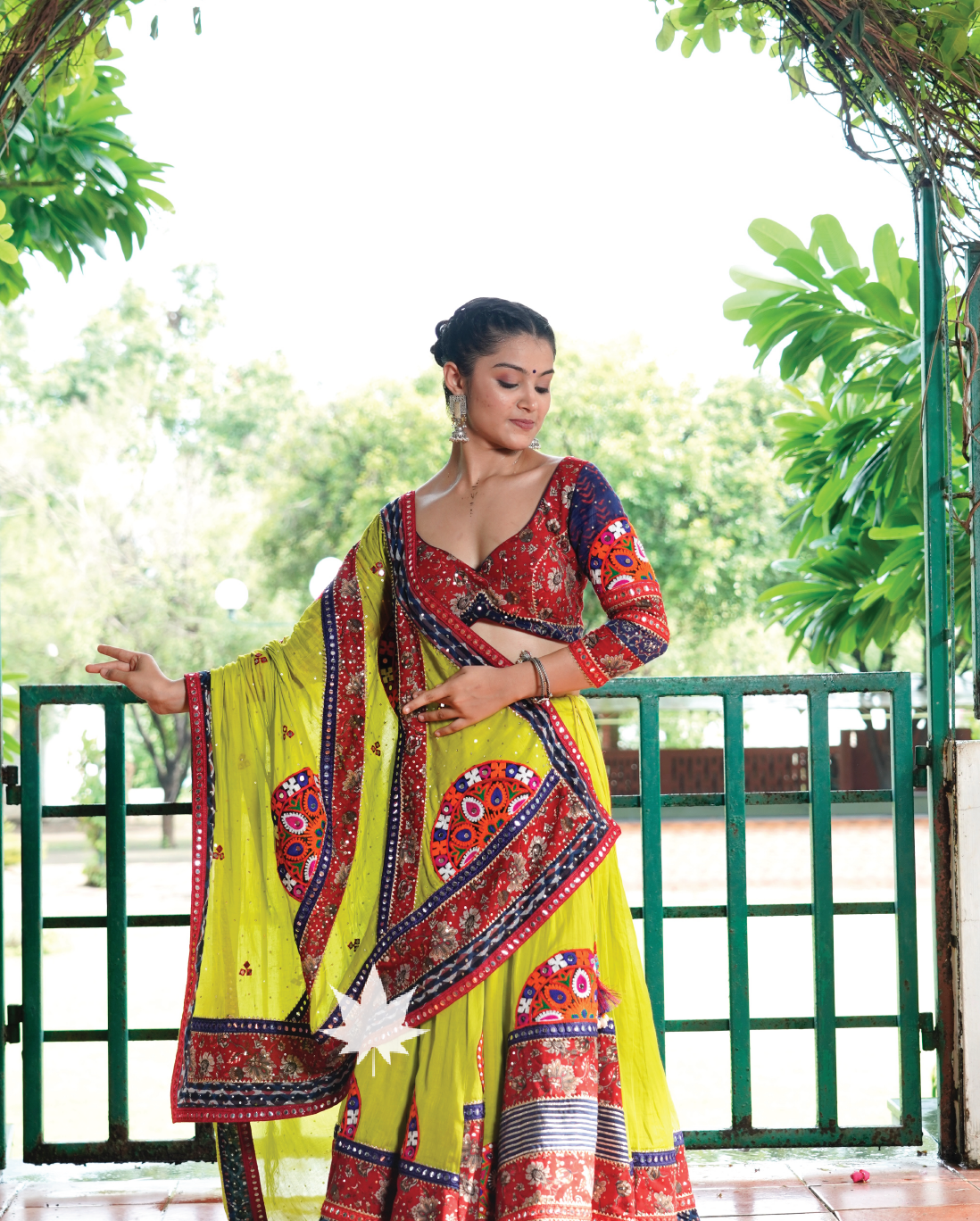 Yellow Patchwork Gamthi Chaniya Choli Set