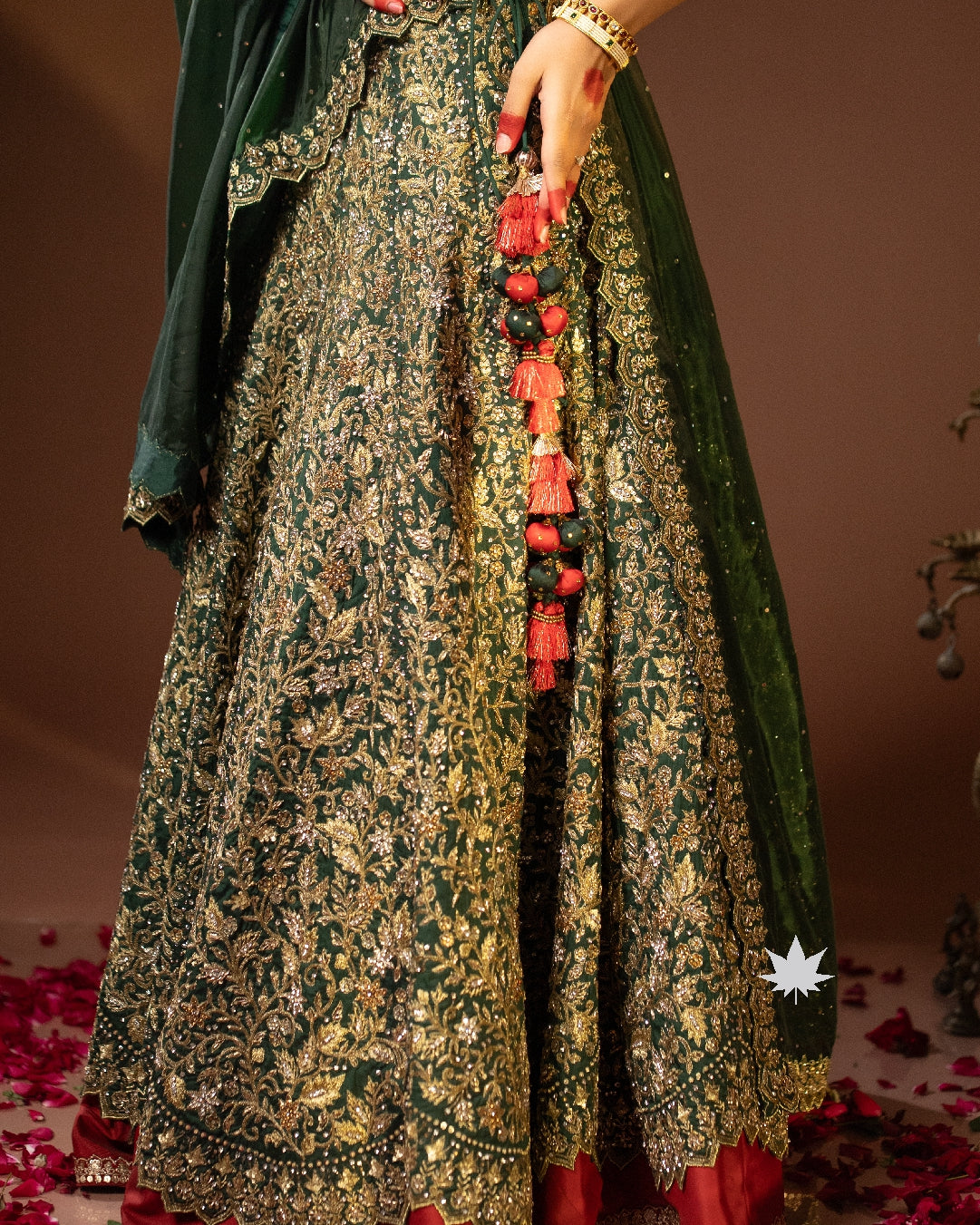 Green & Red Lehenga
