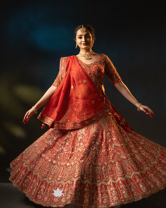 Orange & Red Lehenga