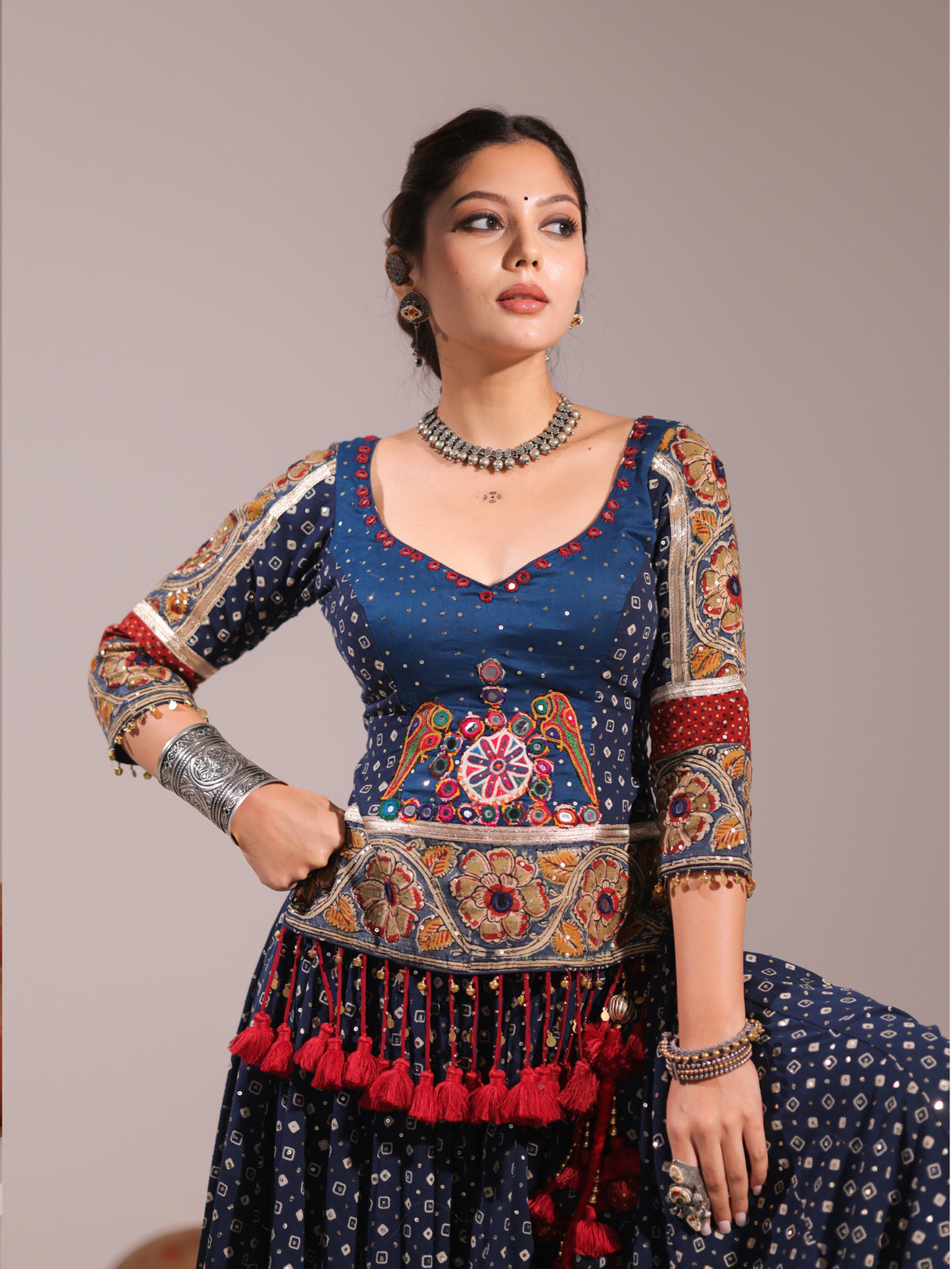 Deep Blue Cotton Rangrez | Heritage Chaniyacholi