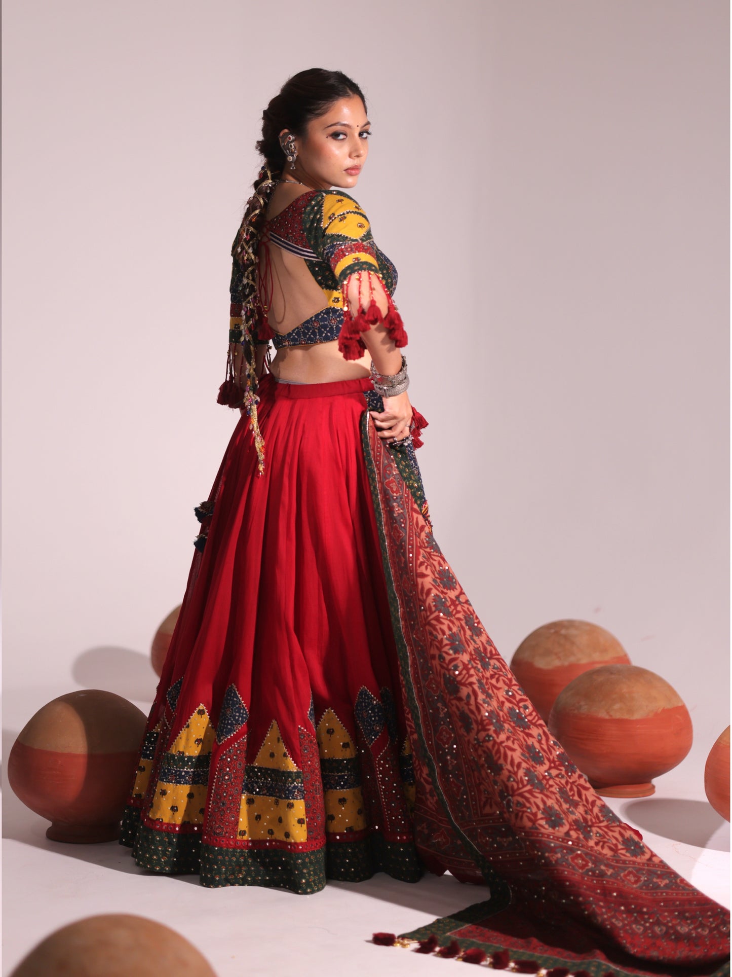 Rangrez Multi-Colour Patchwork Heritage Chaniyacholi