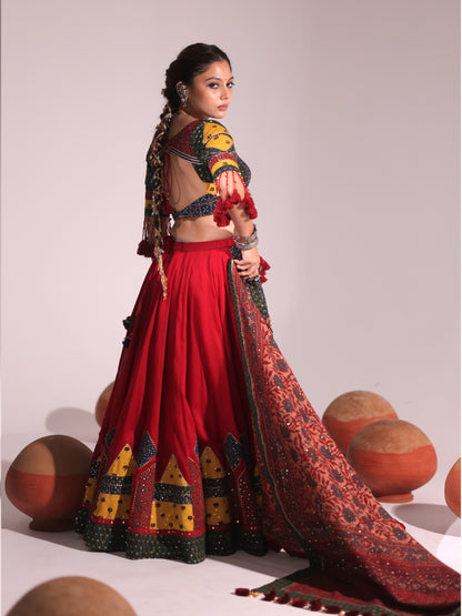 Rangrez Multi-Colour Patchwork Heritage Chaniyacholi