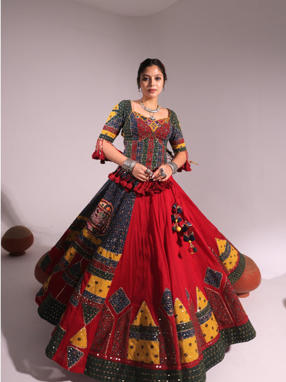 Rangrez Multi-Colour Patchwork Heritage Chaniyacholi