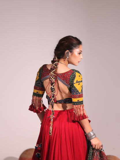 Rangrez Multi-Colour Patchwork Heritage Chaniyacholi