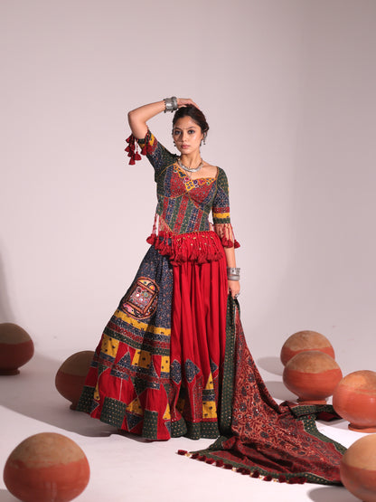 Rangrez Multi-Colour Patchwork Heritage Chaniyacholi