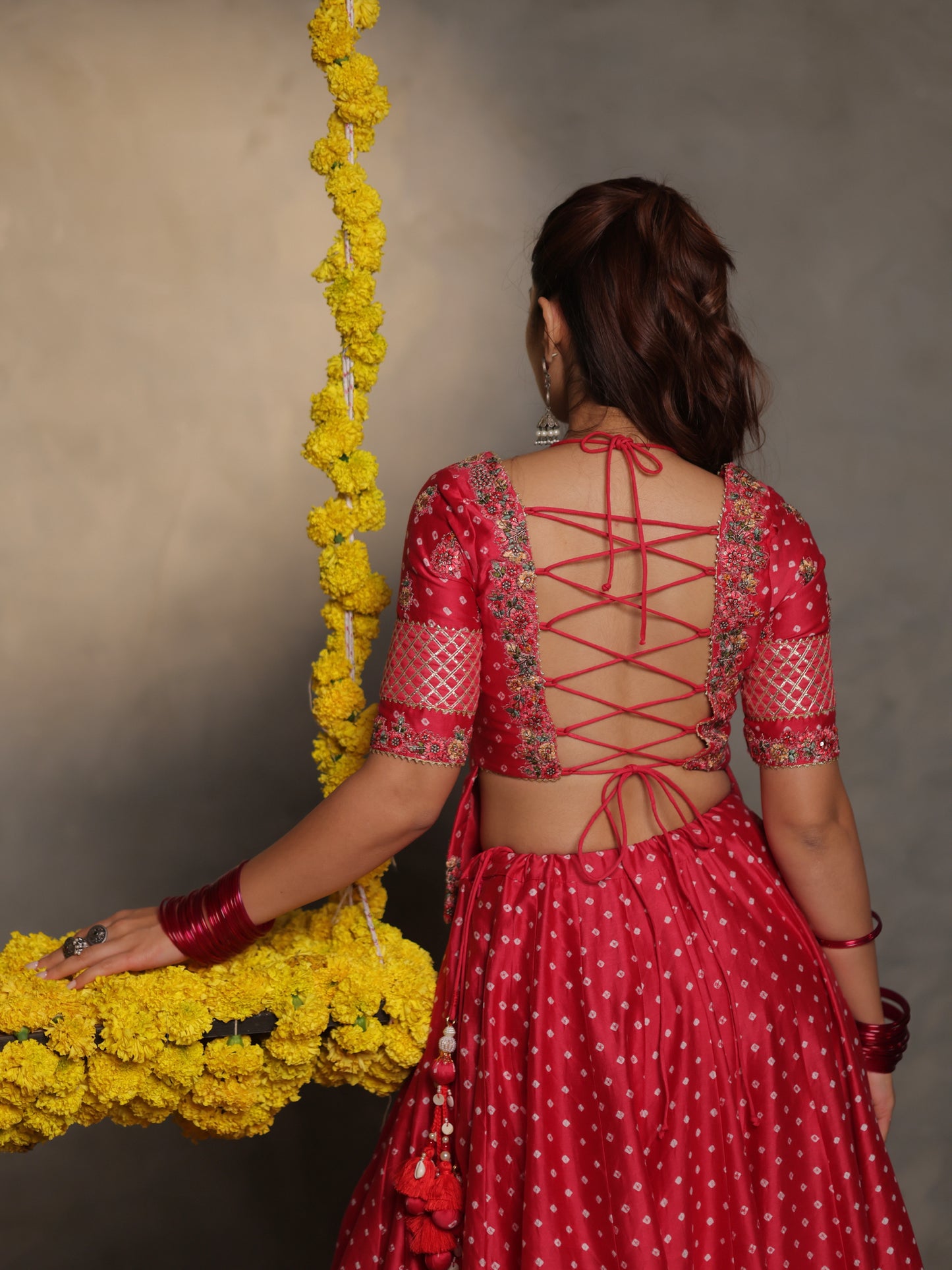 Silk Utsav | Radiant Red Bandhej Silk Chaniya Choli