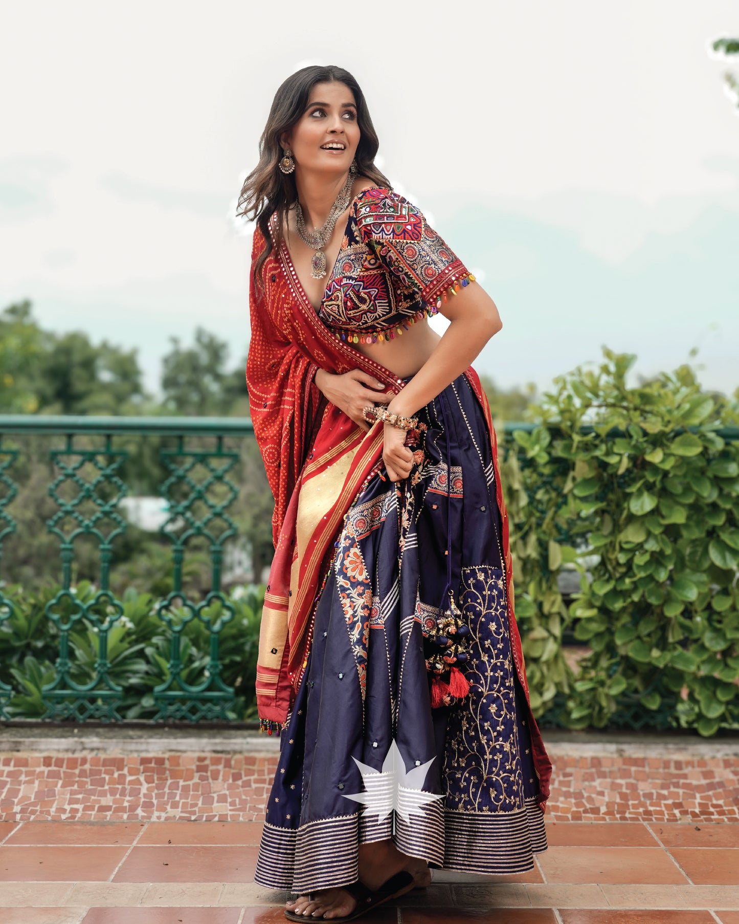 Unique Patchwork Silk Deep Blue Chaniya Choli Set