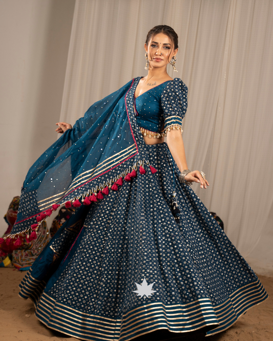 Nila Raas | Premium Deep Teal  Navratri Lehenga
