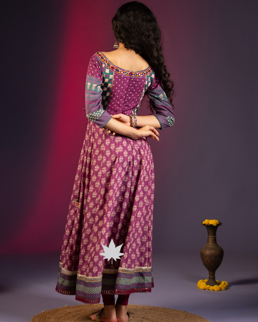 Deep Mauve and Purple Blend Anarkali Kurti Set