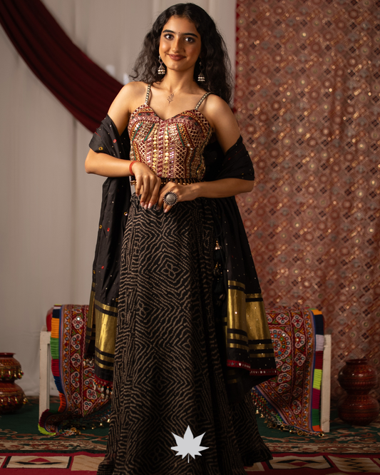 Designer Black Bandhani Chaniya Choli