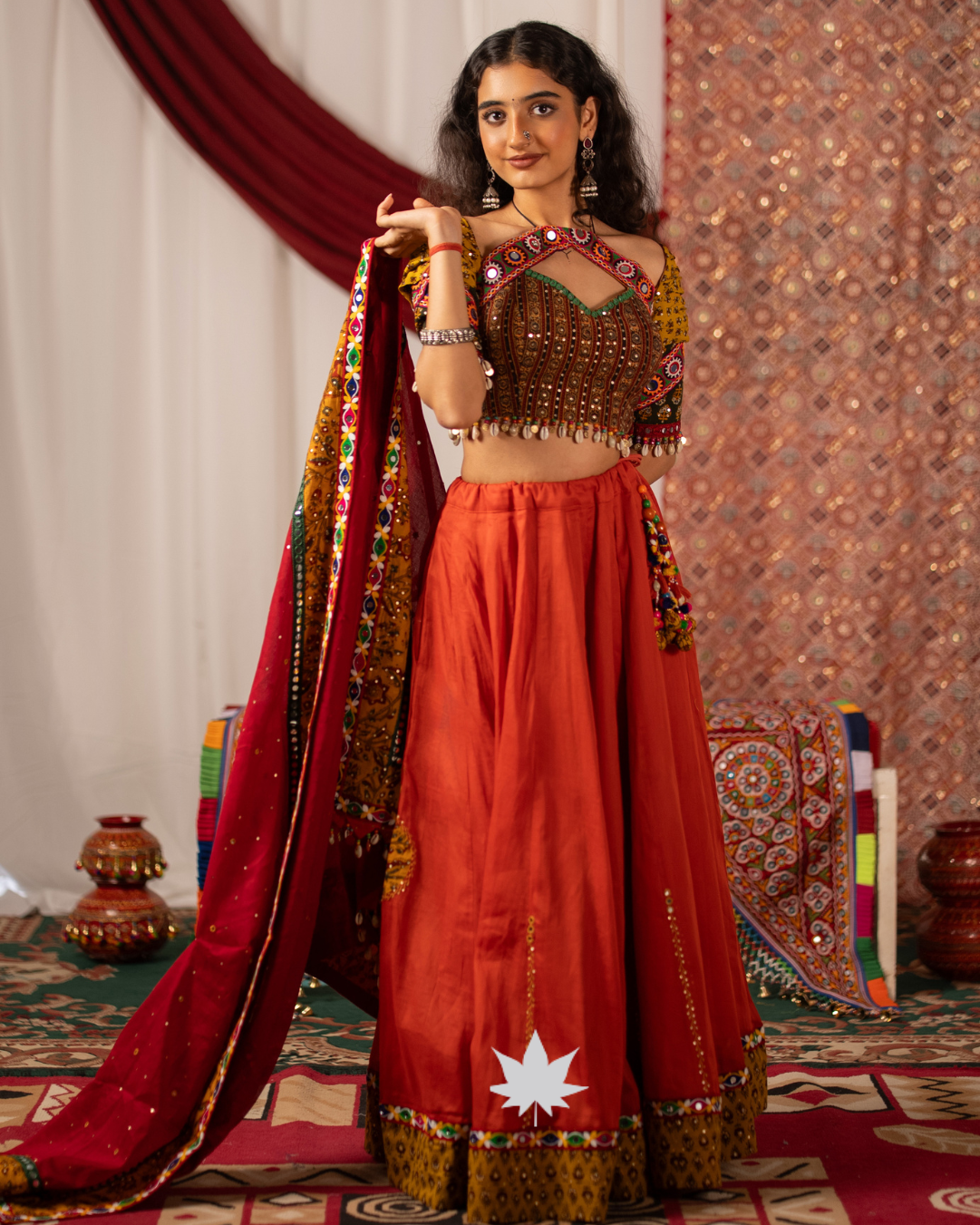 Saffron Rust Cotton Chaniya Choli