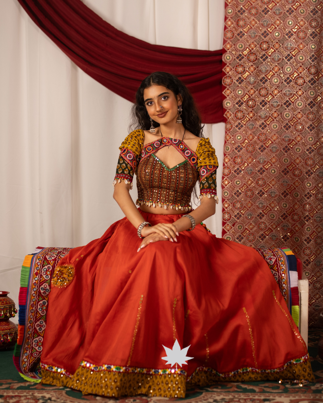 Saffron Rust Cotton Chaniya Choli