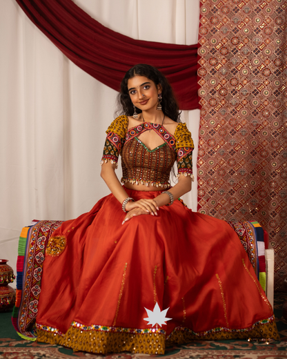 Saffron Rust Cotton Chaniya Choli