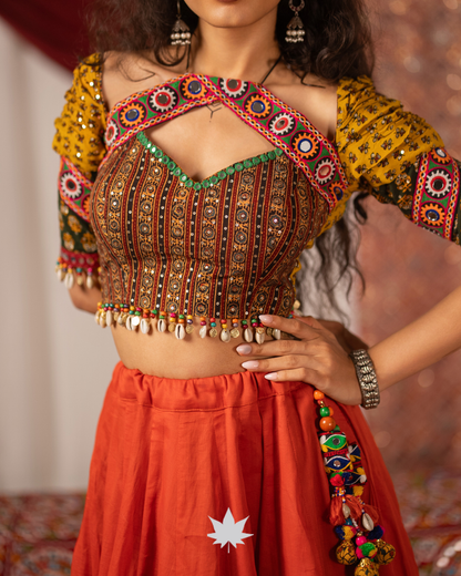Saffron Rust Cotton Chaniya Choli