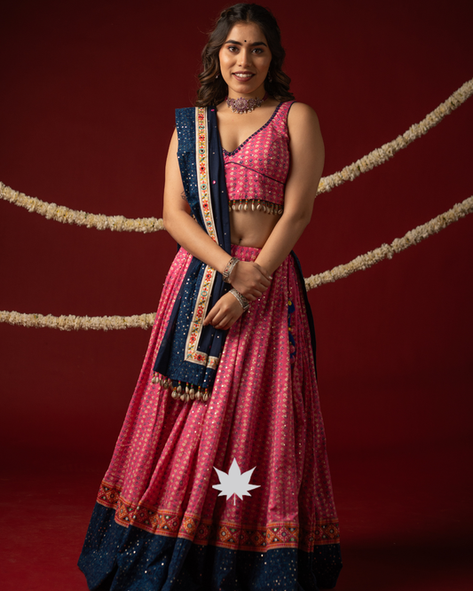Gulabi Noor  Festive Cotton Chaniya Choli