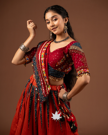 Ajrakh Taal Handcrafted Festive Chaniya Choli