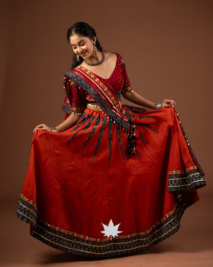 Ajrakh Taal Handcrafted Festive Chaniya Choli