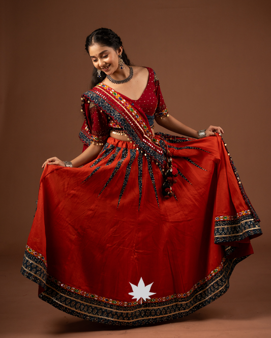 Ajrakh Taal Handcrafted Festive Chaniya Choli