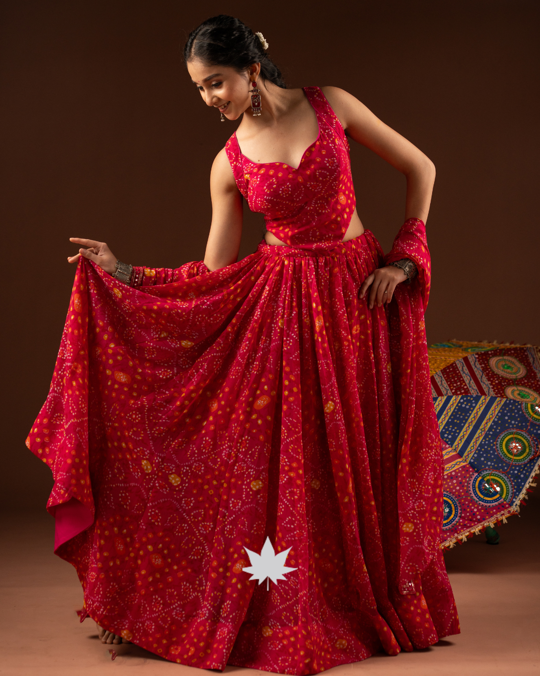 Laal Bandhani Taal Handcrafted Festive Chaniya Choli