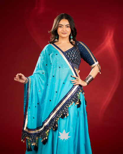 Turquoise Raag | Premium Garba Chaniya Choli