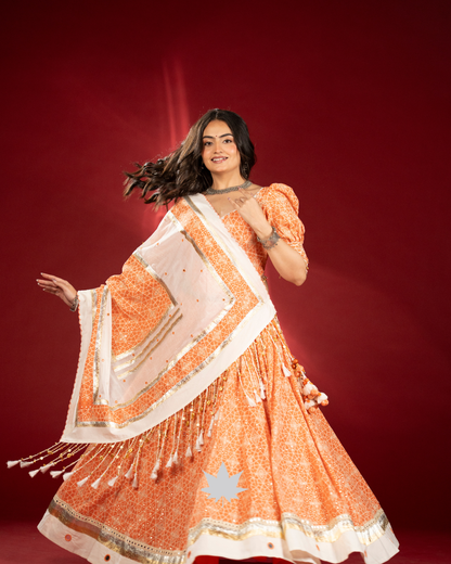 Peach Pankhudi | Designer Navratri Chaniya Choli