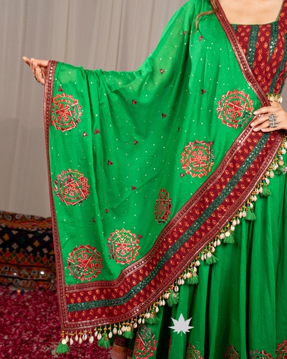 Premium Parrot Green & Maroon Navratri Chaniya Choli
