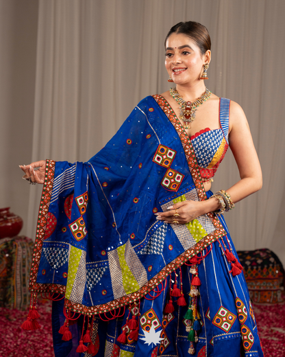 Nila Pankhudi | Premium Royal Blue Heritage Navratri Chaniya Choli