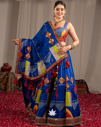 Nila Pankhudi | Premium Royal Blue Heritage Navratri Chaniya Choli
