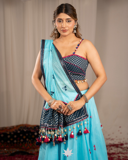 Gokul Raas | Premium Sky Blue Chaniya Choli