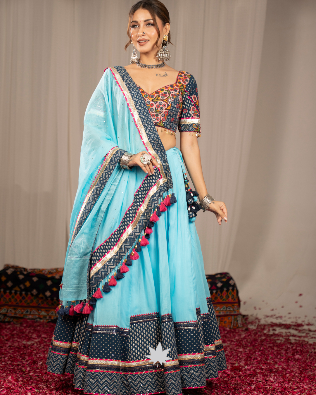 Sheetal Pankhudi | Premium Sky Blue Navratri Chaniya Choli