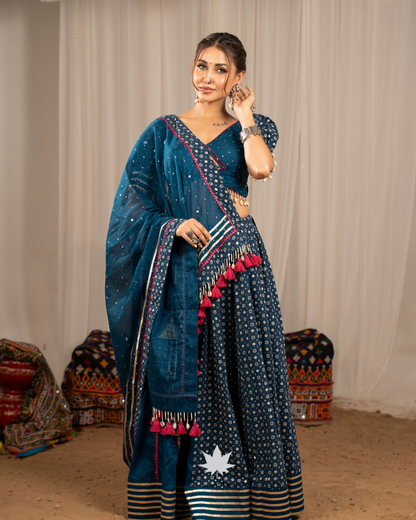 Nila Raas | Premium Deep Teal  Navratri Lehenga