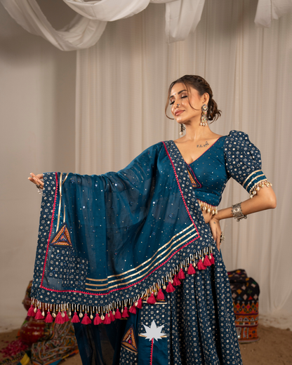 Nila Raas | Premium Deep Teal  Navratri Lehenga