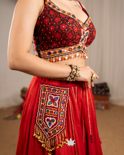 Agni Pankhudi | Premium Heritage Navratri Chaniya Choli