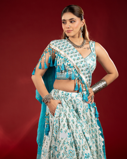 Shwet Neel | Premium Luxury Navratri Chaniya Choli