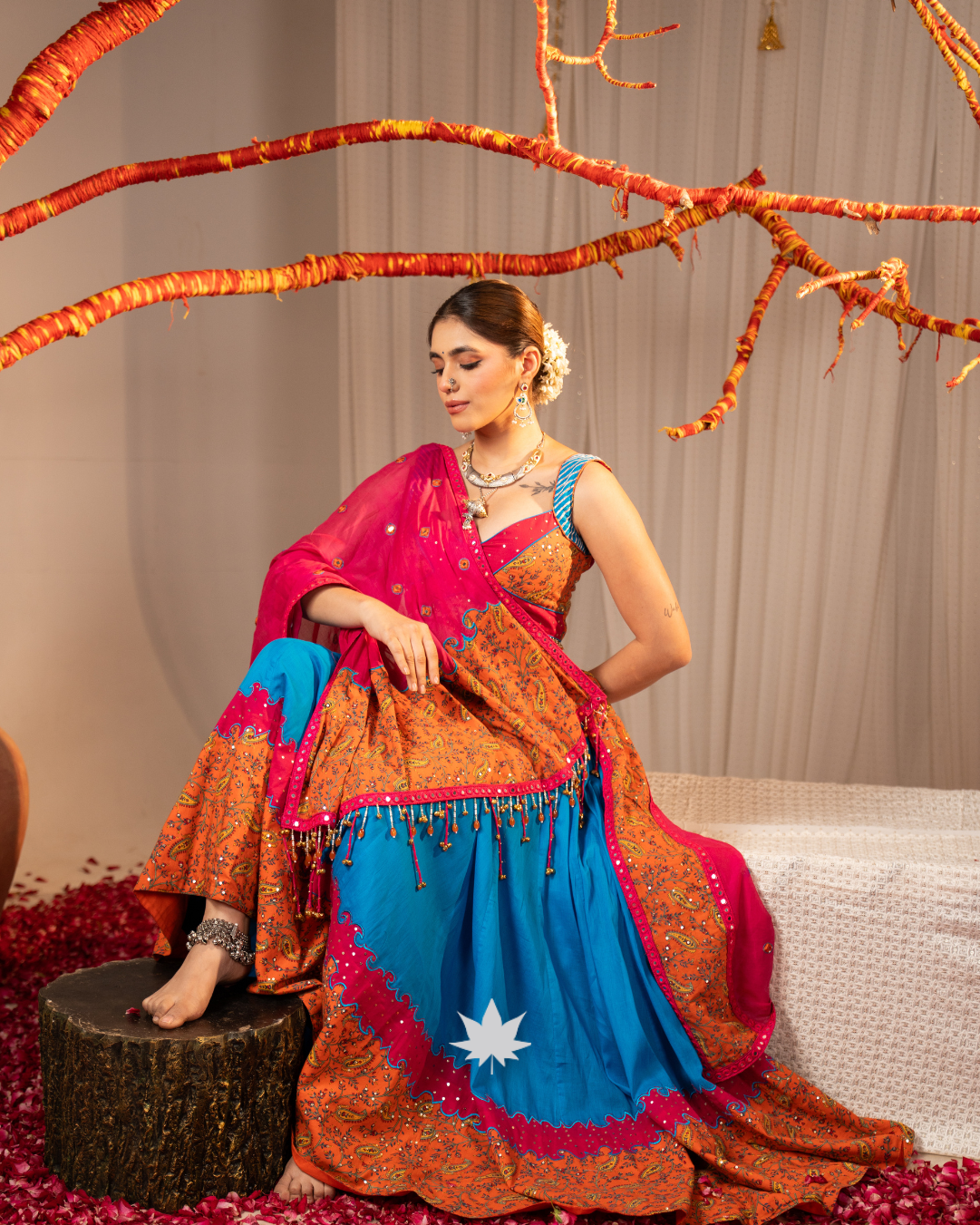 Morrang Leher | Premium Heritage Navratri Chaniya Choli