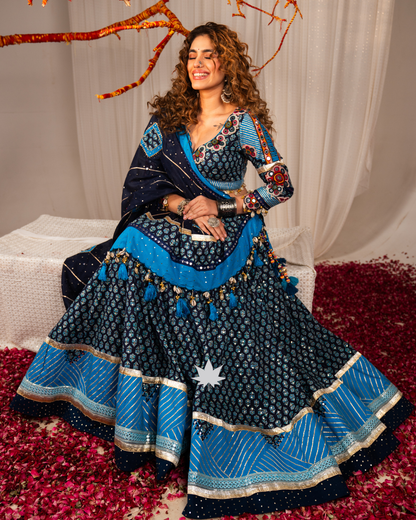 Neelambari Raas | Premium Heritage Navratri Chaniya Choli