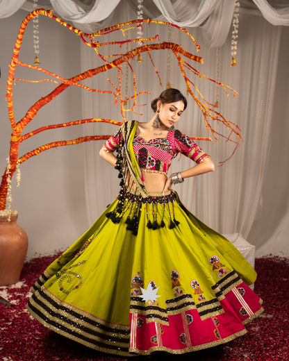 Pista Rangrez | Premium Heritage Navratri Chaniya Choli