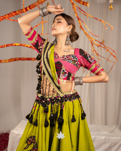 Pista Rangrez | Premium Heritage Navratri Chaniya Choli
